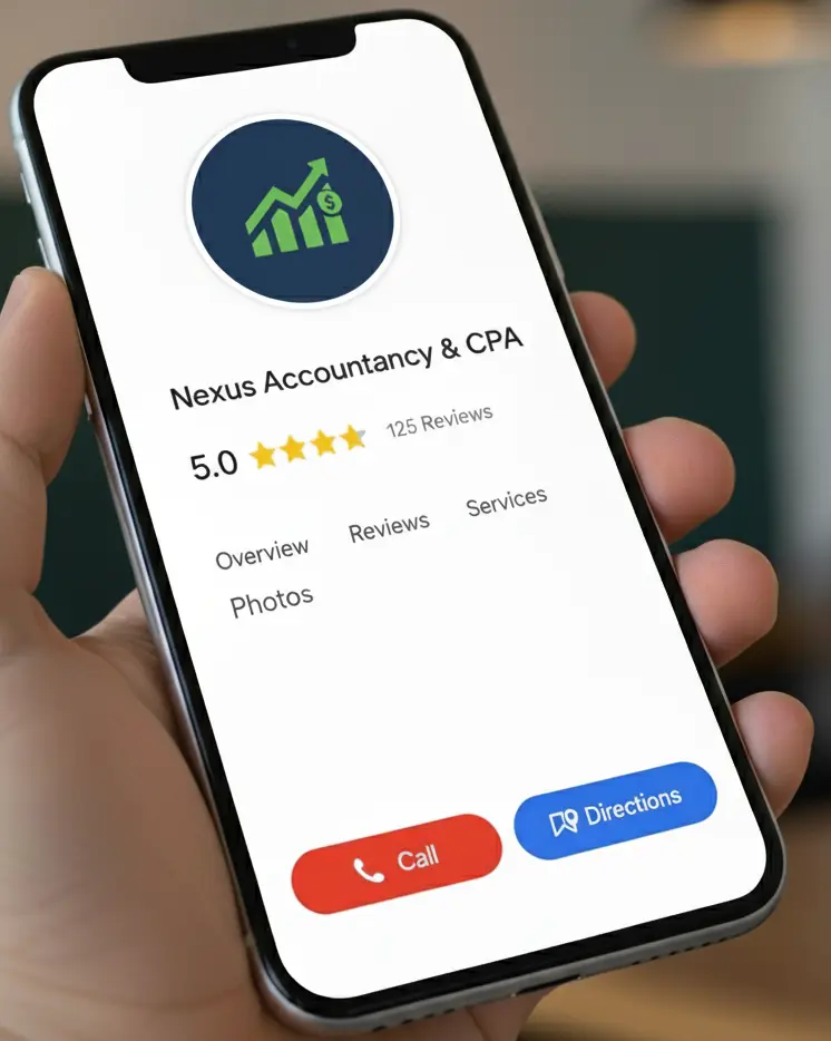 Accountng Website Google Business profile on phone
